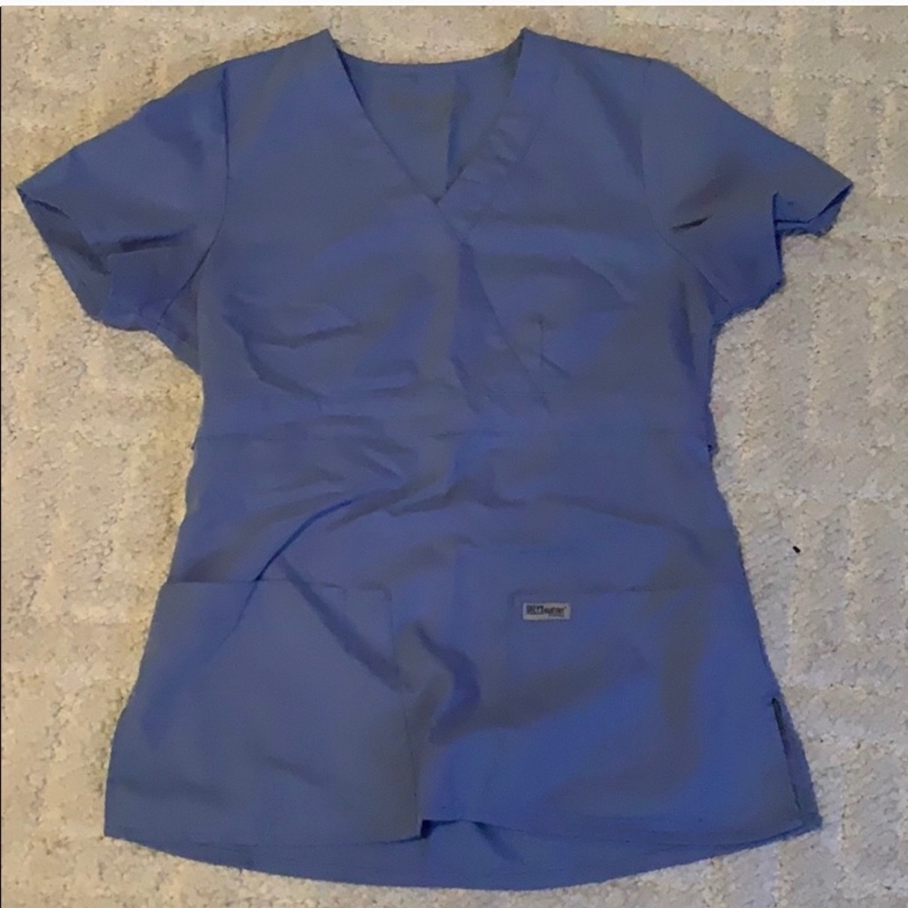 Greys Anatomy XS ceil blue scrub top